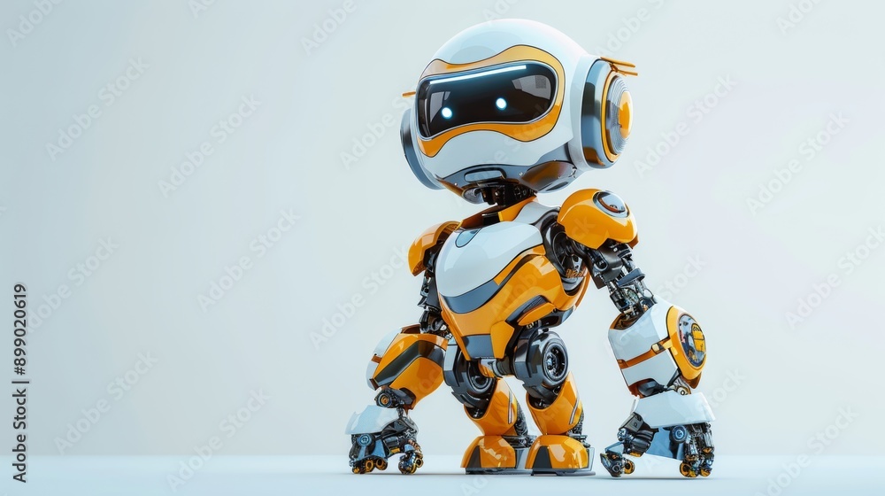 A futuristic robot on an isolated background A futuristic robot on an isolated background
