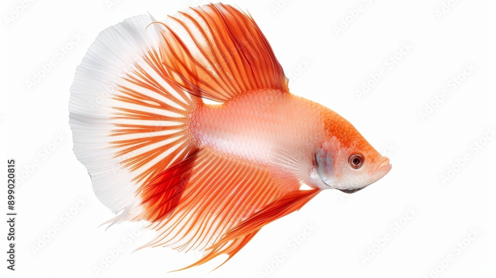 A mesmerizing tropical fish with dynamic, flowing fins, isolated on a clean backdrop, ideal for adding text or branding elements A mesmerizing tropical fish with dynamic, flowing fins, isolated on a clean backdrop, ideal for adding text or branding elements
