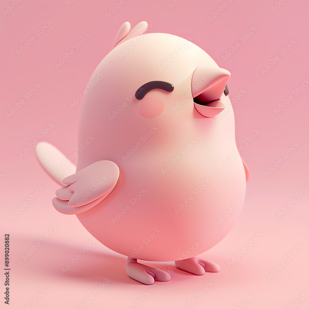 Cute pink cartoon bird illustration with a happy expression, perfect for children's design projects and playful art. Cute pink cartoon bird illustration with a happy expression, perfect for children's design projects and playful art.