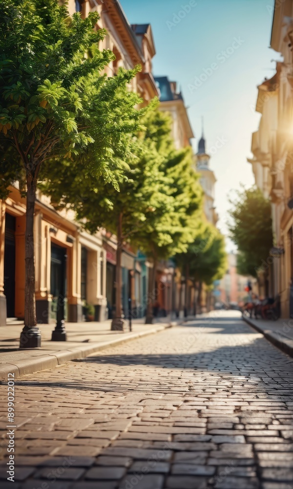 Cobblestone Street in European City. Cobblestone Street in European City.