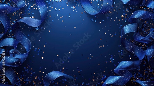 Blue Confetti Carnival: Luxury Greeting Card with Ribbons & Celebration Elements - Vector Illustration