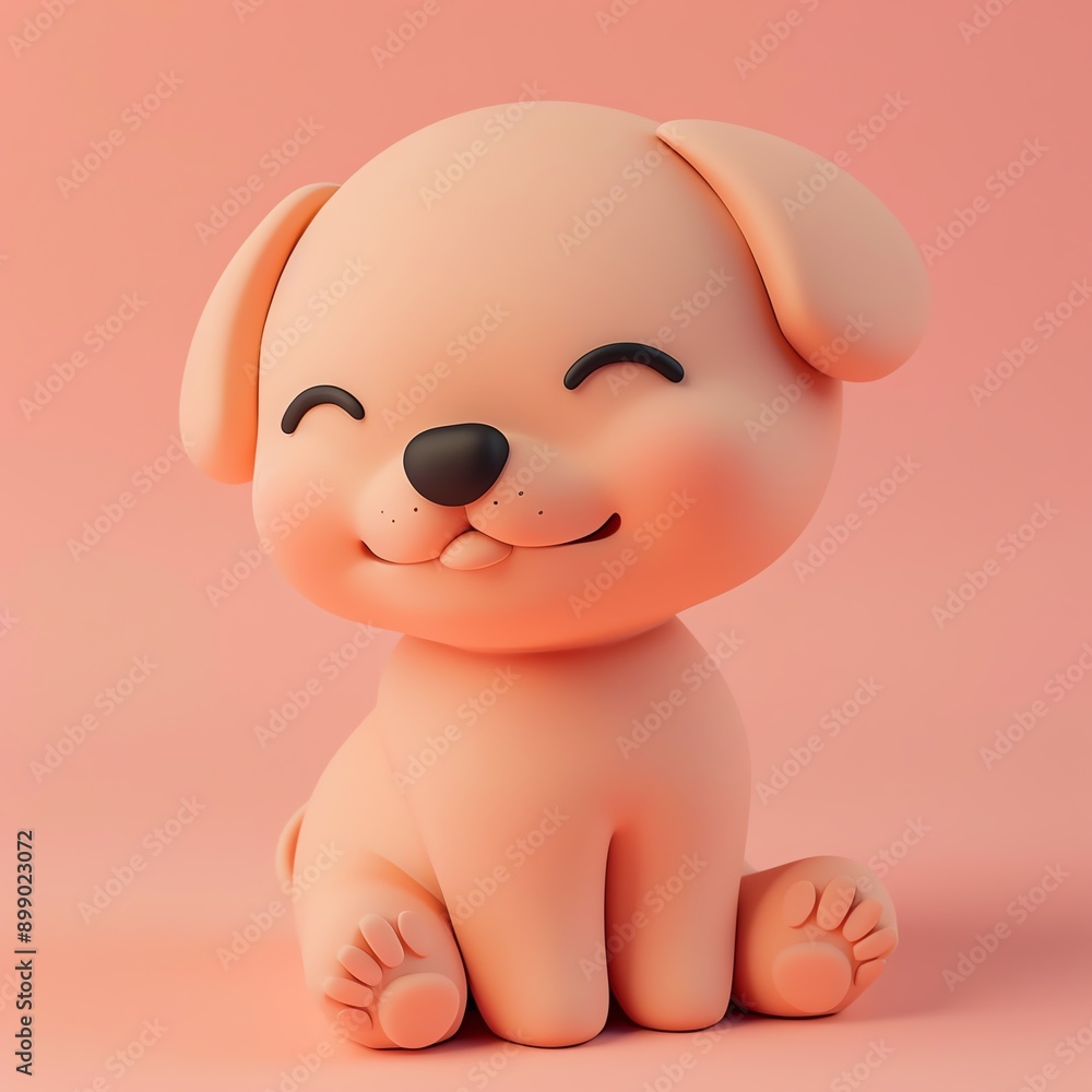 Adorable 3D illustration of a cute smiling puppy on a peach background, perfect for children's themes and designs. Adorable 3D illustration of a cute smiling puppy on a peach background, perfect for children's themes and designs.