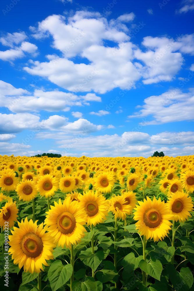 Endless Field of EF Yellow Sunflowers Under Cerulean Sky: A Panoramic Communion with Nature Endless Field of EF Yellow Sunflowers Under Cerulean Sky: A Panoramic Communion with Nature