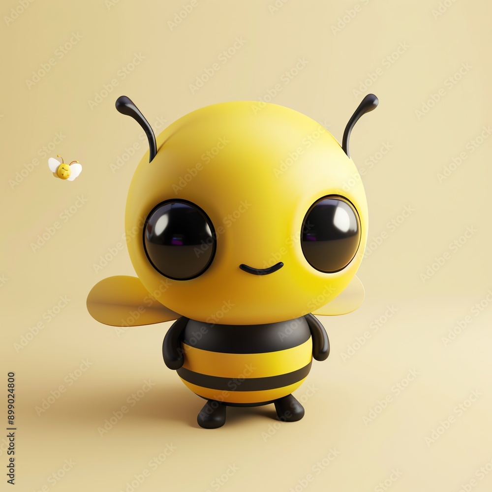 Cute cartoon bee illustration with big eyes and a smiling face. Perfect for kids' designs, animations, and educational materials. Cute cartoon bee illustration with big eyes and a smiling face. Perfect for kids' designs, animations, and educational materials.
