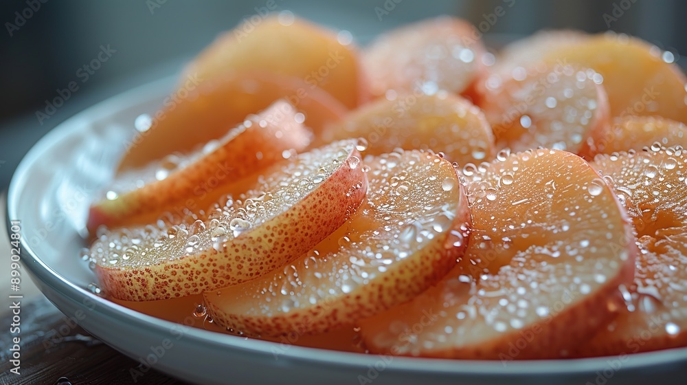 Freshly Sliced Pear with Dew Drops Freshly Sliced Pear with Dew Drops
