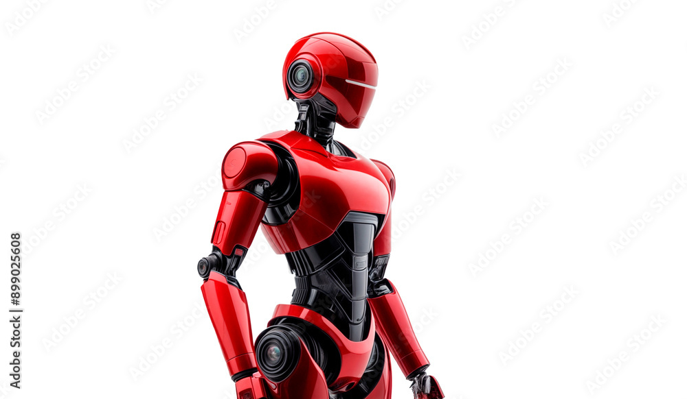 Red robot with a humanoid shape Red robot with a humanoid shape