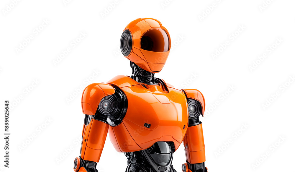 Orange robot with a humanoid shape Orange robot with a humanoid shape