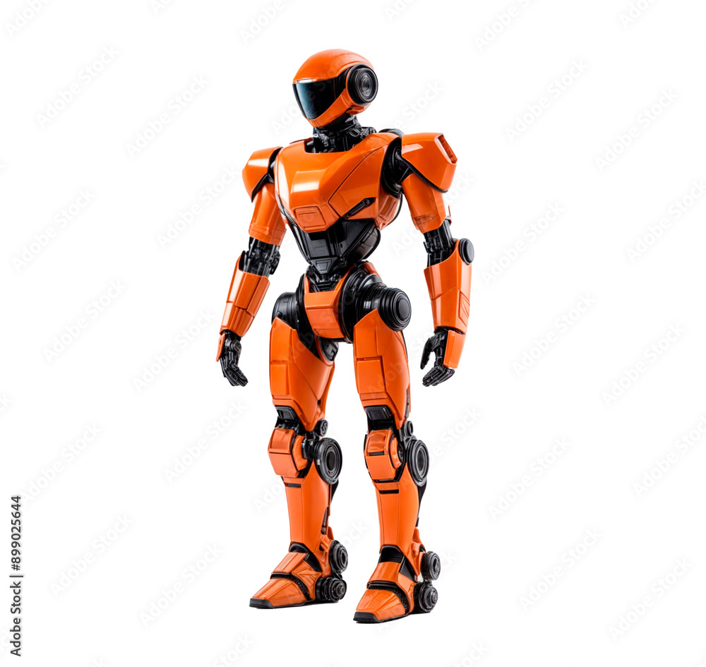 Orange robot with a humanoid shape Orange robot with a humanoid shape