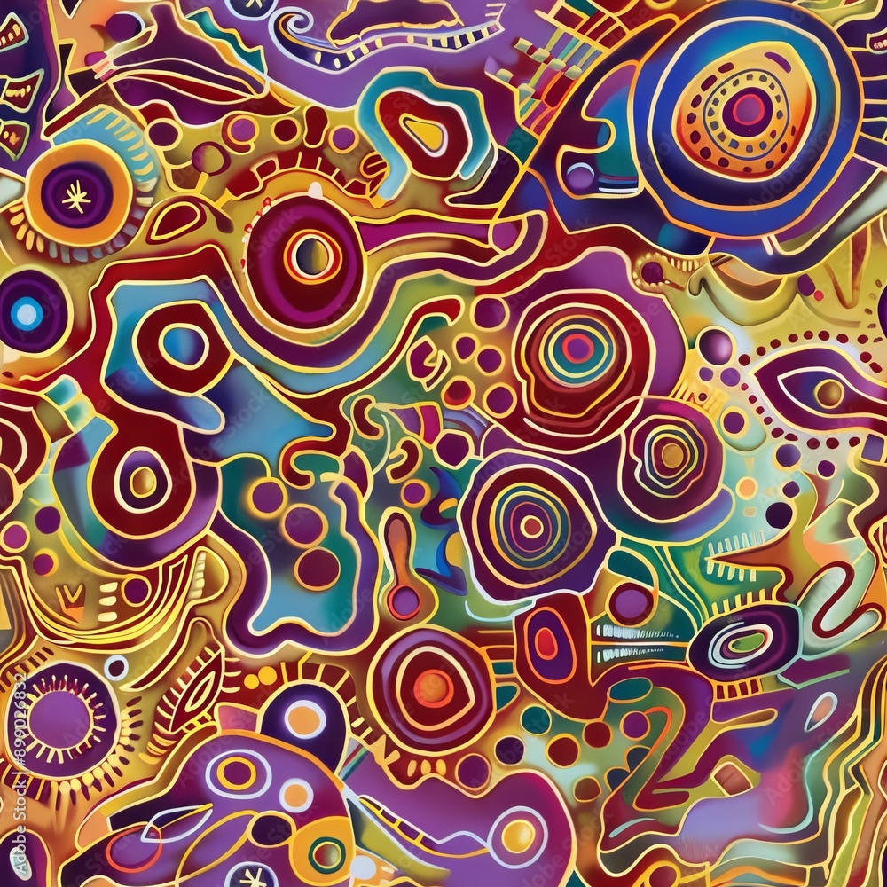 A seamless illustration of an abstract dreamscape pattern. A seamless illustration of an abstract dreamscape pattern.