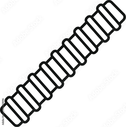 Black outline icon of a rebar steel reinforcement rod used in metal building construction