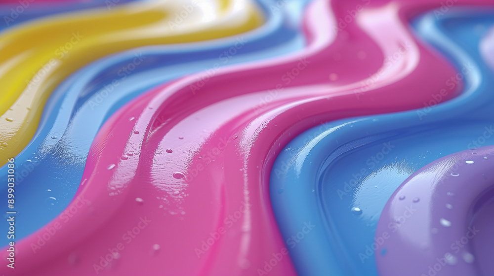 Glossy Multicolored Waves with Water Droplets.. Glossy Multicolored Waves with Water Droplets..