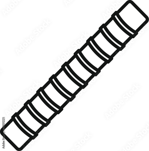 Simple outline icon representing a reinforced steel bar, commonly used in construction for its strength and durability