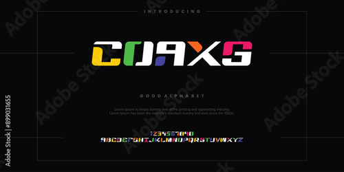 Modern abstract digital alphabet font. Minimal technology typography, Creative urban sport fashion futuristic font and with numbers. vector illustration