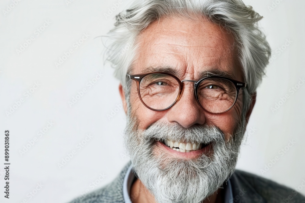 closeup portrait of a distinguished older gentleman with a charming smile stylish silver hair and wellgroomed beard against a clean white background closeup portrait of a distinguished older gentleman with a charming smile stylish silver hair and wellgroomed beard against a clean white background