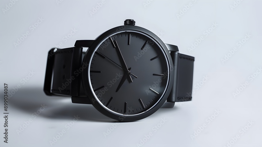 A stylish black face watch with a matching black band
A stylish black face watch with a matching black band