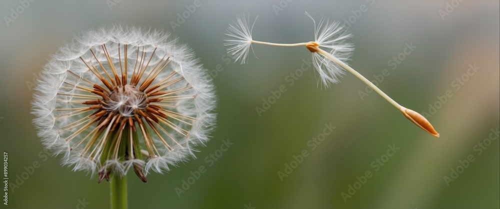 A delicate dandelion in seed, drifting in the wind, symbolizing nature's beauty and life's fleeting moments. A delicate dandelion in seed, drifting in the wind, symbolizing nature's beauty and life's fleeting moments.