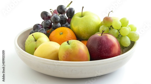 Fruits bowl on white isolated background