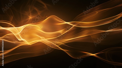 Abstract Golden Waves on Dark Background