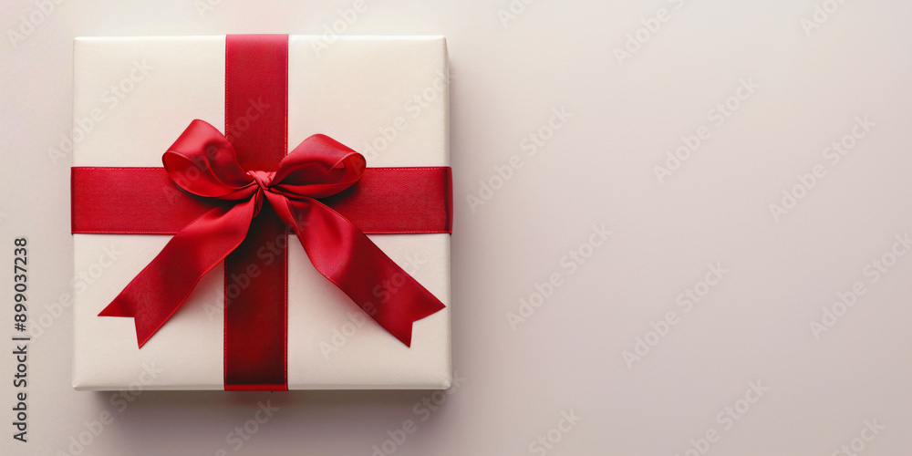 gift box with red ribbon copy space background gift box with red ribbon copy space background