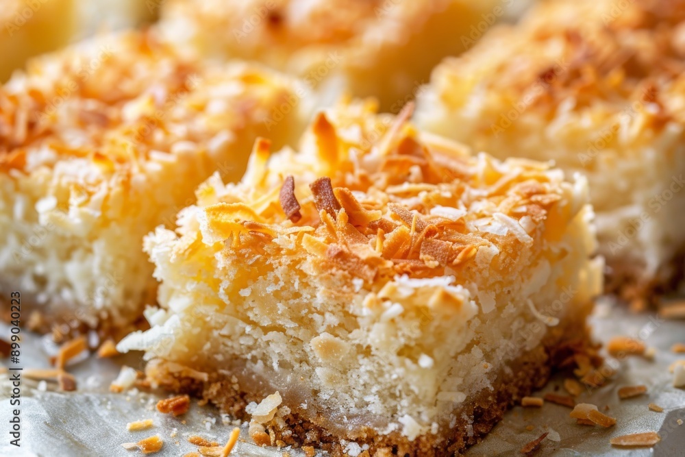 Coconut Squares on Parchment Paper Coconut Squares on Parchment Paper