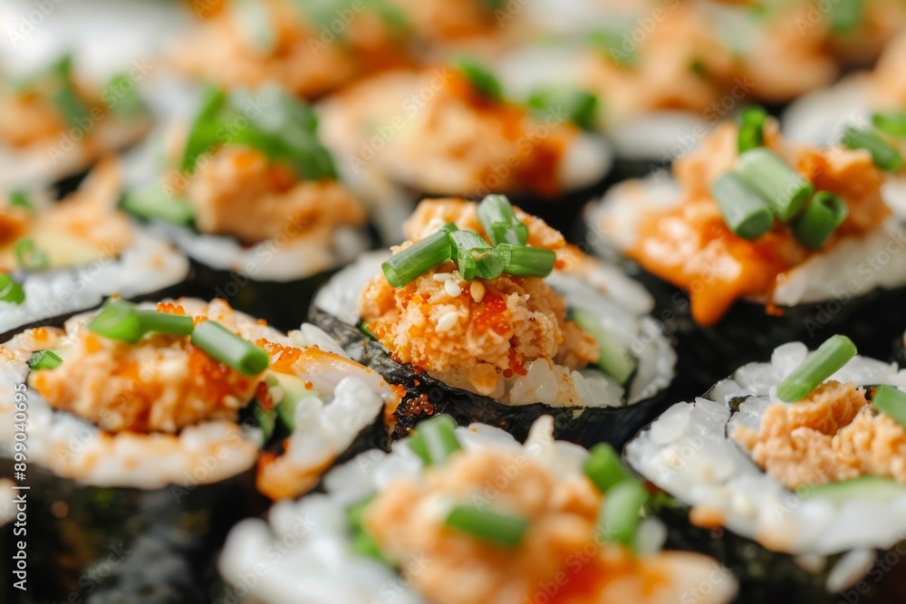 Close Up of a Plate of Sushi Rolls Close Up of a Plate of Sushi Rolls
