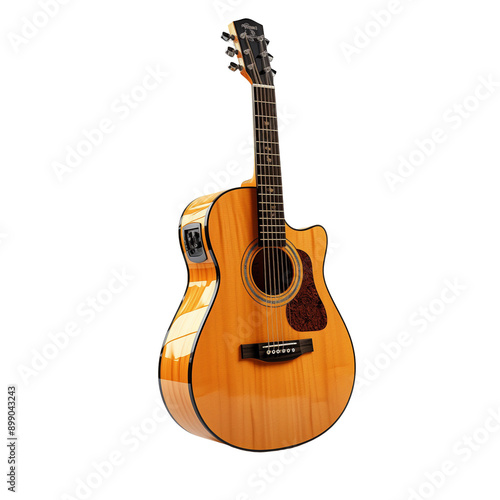 Acoustic Guitar on White Background