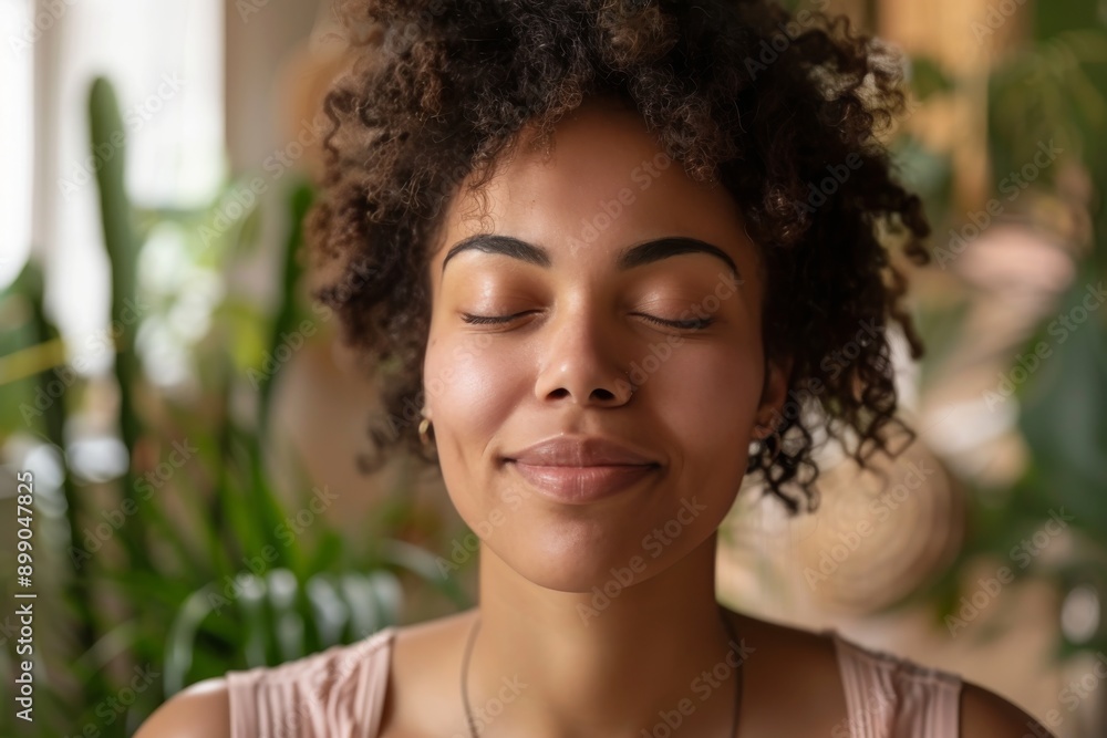 Close-up Portrait of a Woman with Eyes Closed Close-up Portrait of a Woman with Eyes Closed