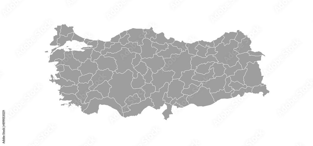 Obraz premium Turkey administrative map. states map of Türkiye with color, blank Map, empty map of Turkey