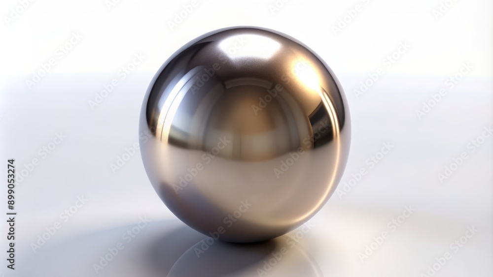 Shiny reflective metallic sphere isolated on white background with subtle gradient and soft focus, radiating luxury and sophistication effortlessly. Shiny reflective metallic sphere isolated on white background with subtle gradient and soft focus, radiating luxury and sophistication effortlessly.