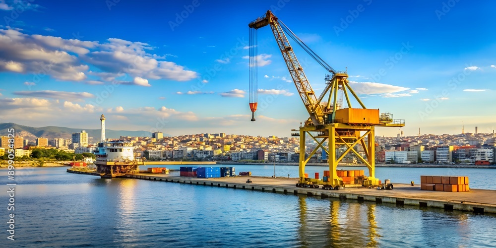 Crane at the port of Thessaloniki Greece AI Generative