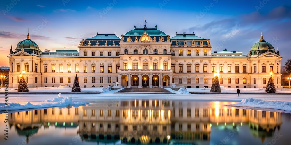 Vienna Austria Belvedere winter night Creative AI Vienna Austria Belvedere winter night Creative AI