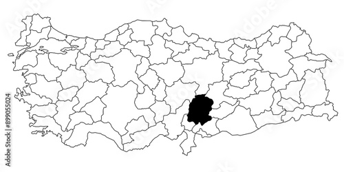 Map of kahramanmaras ils province in Turkey country on white background. Single State map highlighted by black colour on Turkey map. Türkiye, TR, Republic of Türkiye photo