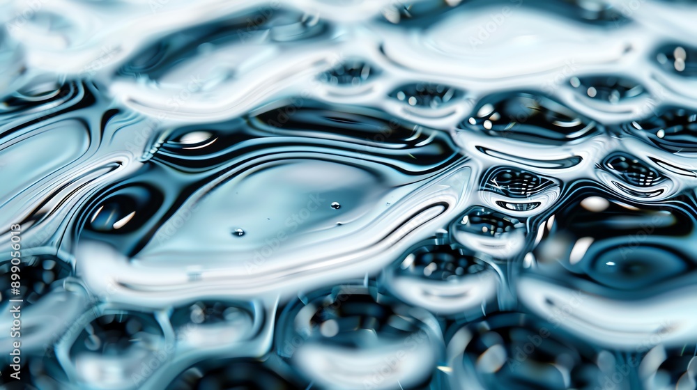 Macro view of oil films on water, aqua, intricate details Macro view of oil films on water, aqua, intricate details