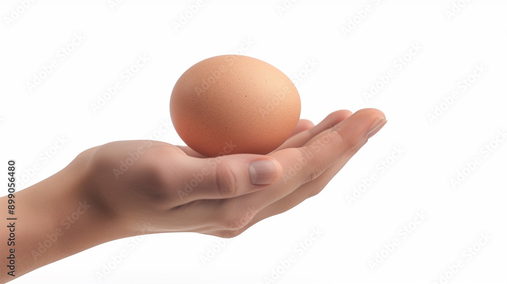 A single brown egg being gently held in a hand, showcasing its smooth texture against a white background. A single brown egg being gently held in a hand, showcasing its smooth texture against a white background.