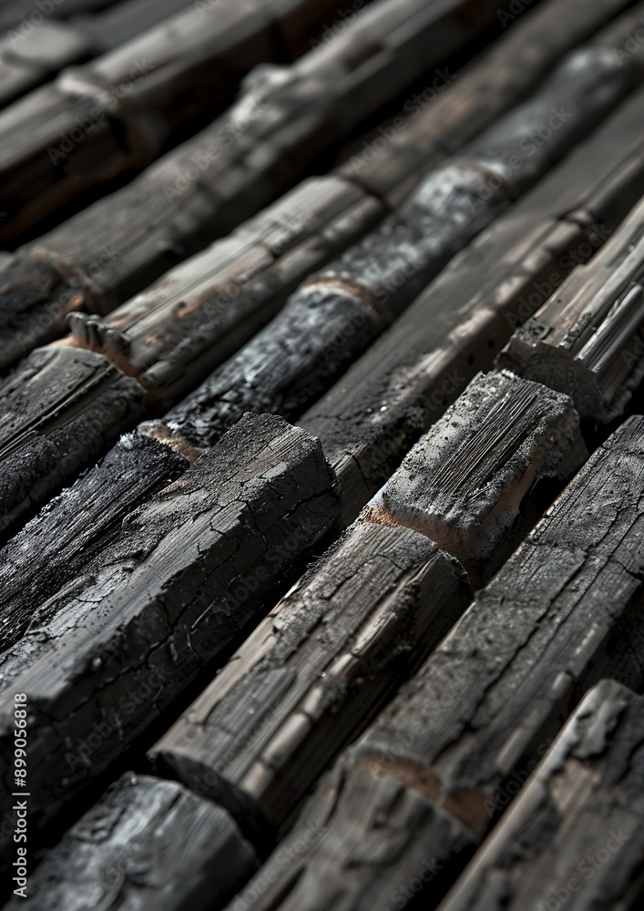 A close-up of bamboo charcoal pieces arranged neatly, highlighting the eco-friendly and natural water purification properties of bamboo charcoal. A close-up of bamboo charcoal pieces arranged neatly, highlighting the eco-friendly and natural water purification properties of bamboo charcoal.