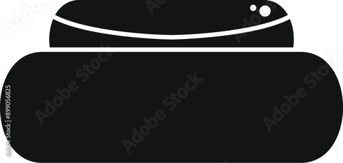 Black silhouette of an inflatable boat, ideal for representing water transportation, summer activities, and leisure