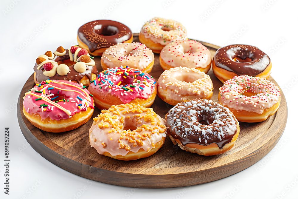 Plate of tasty Donuts with on white background. Plate of tasty Donuts with on white background.