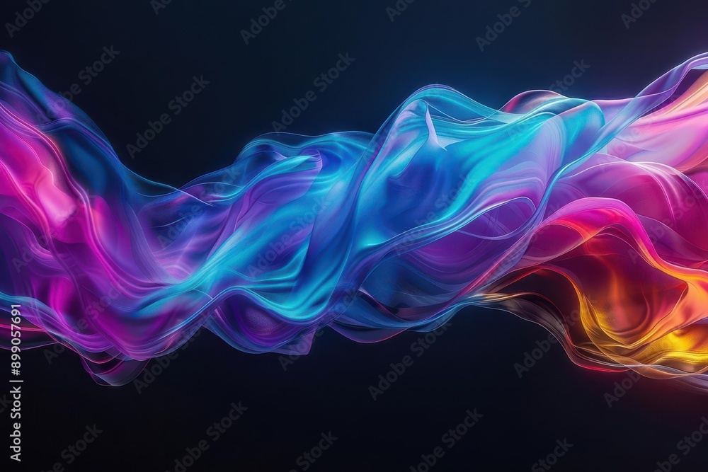 mesmerizing iridescent wave of fluid motion blending vibrant hues in a seamless gradient against a deep black backdrop evoking a sense of digital artistry mesmerizing iridescent wave of fluid motion blending vibrant hues in a seamless gradient against a deep black backdrop evoking a sense of digital artistry
