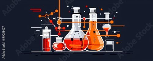 Chemical equilibrium, balanced reaction effect, flat design illustration