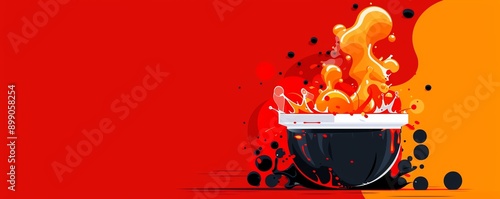 Exothermic reaction, heat release effect, flat design illustration photo