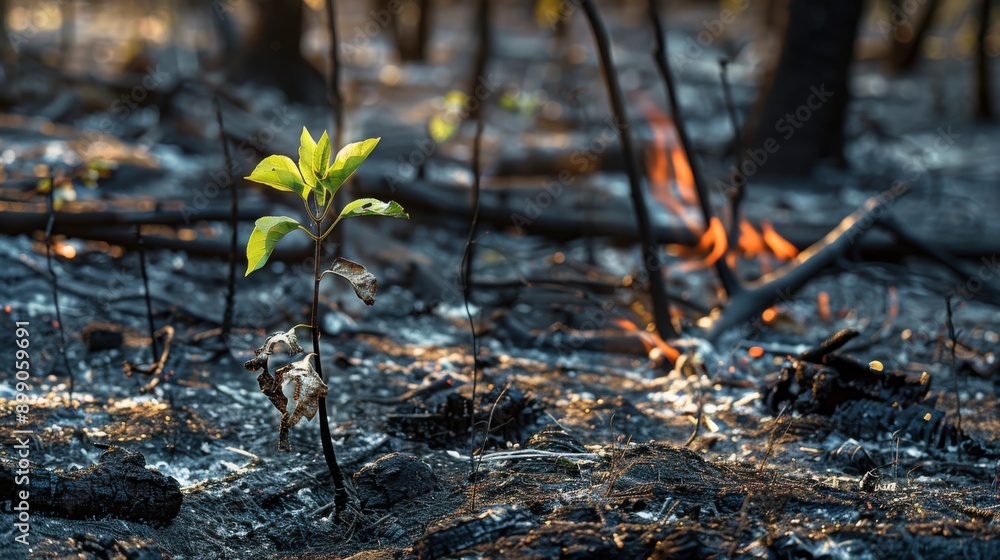 Renewal of Life: Lush Forest Regeneration Emerging from Charred Remnants Renewal of Life: Lush Forest Regeneration Emerging from Charred Remnants