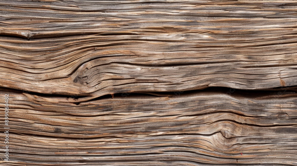Fototapeta premium Close-up of a weathered wooden plank, showing the intricate grain patterns and natural imperfections