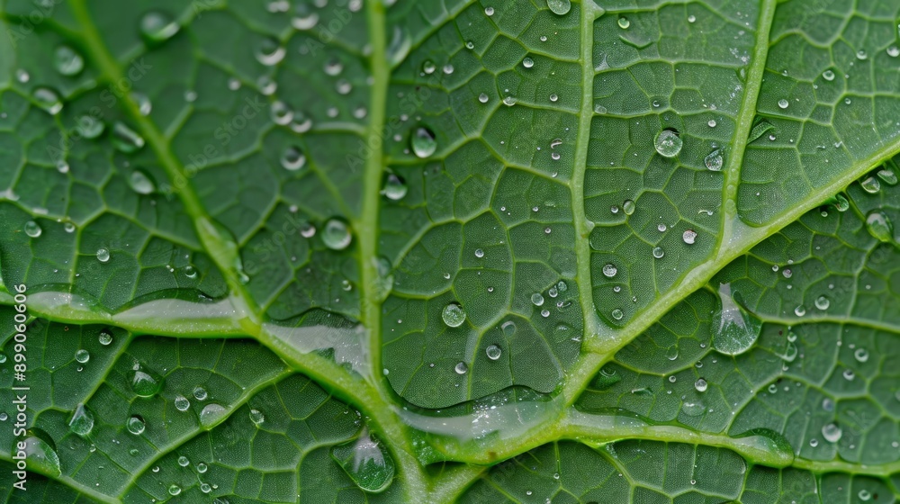 Intricate leaf patterns coated with morning dew, each droplet reflecting the soft light of dawn Intricate leaf patterns coated with morning dew, each droplet reflecting the soft light of dawn