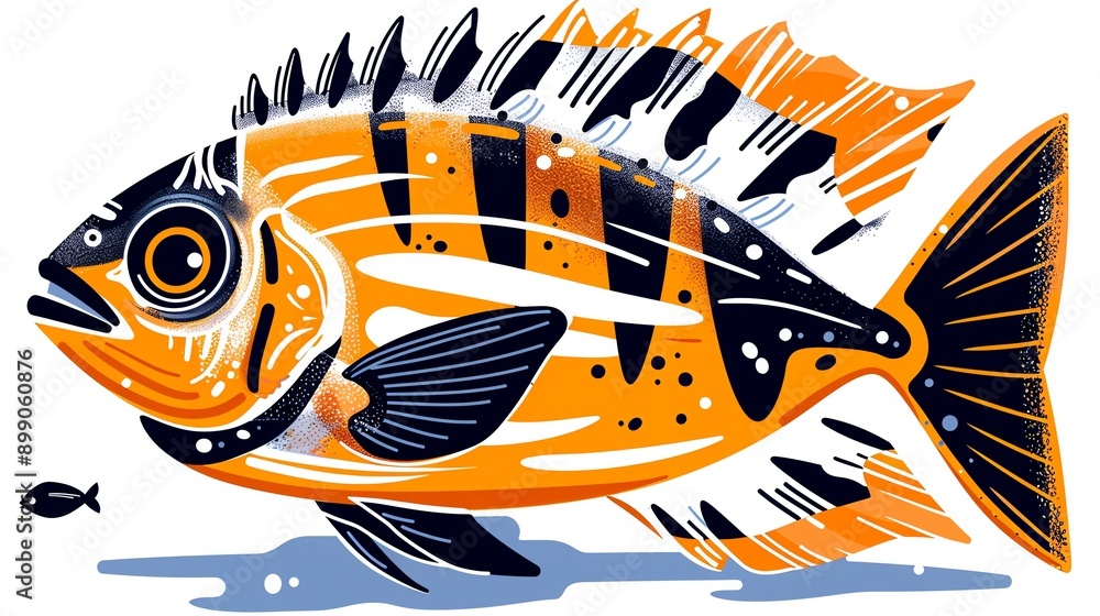 Saltwater fish, swimming in ocean, flat design illustration Saltwater fish, swimming in ocean, flat design illustration