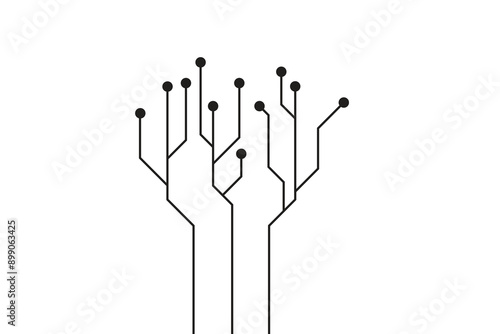 Abstract vector circuit board tree logo. 