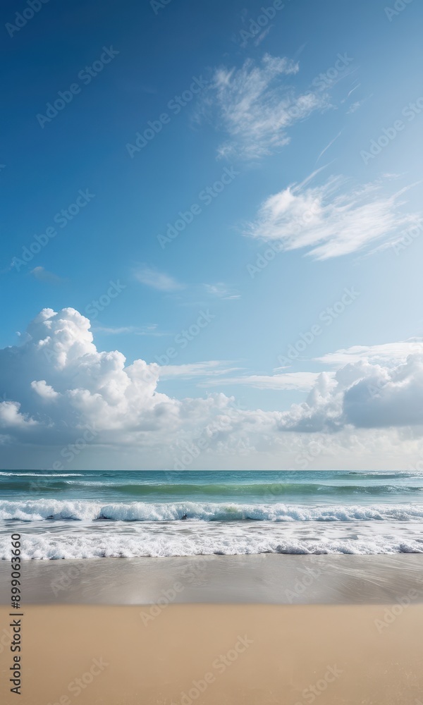 Beautiful Beach Landscape with Blue Sky and White Clouds. Beautiful Beach Landscape with Blue Sky and White Clouds.