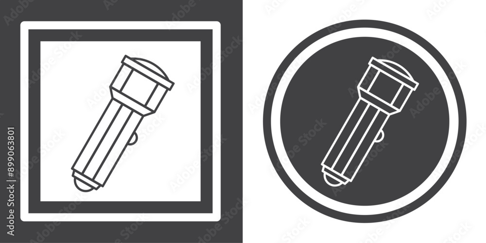 Vector. Flashlight symbol. Black and white icon symbol design in flat. Vector. Flashlight symbol. Black and white icon symbol design in flat.