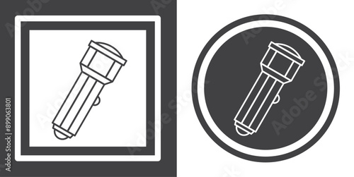 Vector. Flashlight symbol. Black and white icon symbol design in flat.