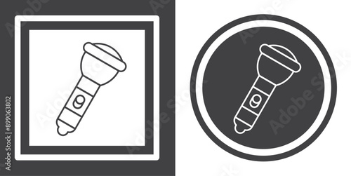 Vector. Flashlight symbol. Black and white icon symbol design in flat.