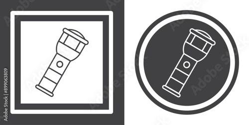 Vector. Flashlight symbol. Black and white icon symbol design in flat.